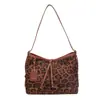 Bolso de mano único con estampado de leopardo para mujer, nuevo de 2026, otoño vintage, gran capacidad, para ir al trabajo, de hombro y cruzado, tipo cubo