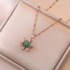 Collar para Mujer, Estilo Europeo y Americano, Conjunto de Pendientes Giratorios de Copo de Nieve Ins y Anillo Transfronterizo, Collar de Moda con Cadena Giratoria para Clavícula