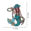 Parches bordados de sirena estilo tatuaje de la costa oeste conchas de guitarra caballitos de mar parches de dibujos animados para chaquetas decoración DIY