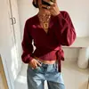 Deseo Camiseta Versátil de Color Sólido de Manga Larga para Mujer de Primavera y Otoño, Estilo Europeo y Americano, Ajustada, con Cuello en V, Suéter Cardigan de Moda