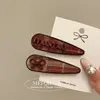 Pinza de Pato de Aleación Ovalada a Cuadros con Pedrería en Forma de Corazón de Lujo Ligero Coreano Exquisito Versátil Pasador para Flequillo Dulce Fresco Accesorio para el Cabello
