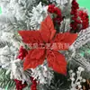 Decoraciones Navideñas de Venta Caliente Transfronterizas Árbol de Navidad Polvo Dorado Flor Artificial Flor Navideña Roja de Primera Clase Colgante Pequeño para Árbol de Navidad