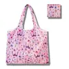 Sacola de Compras Dobrável, Bolsa Quadrada de Tecido Floral, Bolsa Tote Portátil e Resistente, Sacola Ecológica para Compras de Supermercado, Bolsa Impermeável para Armazenamento