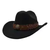 Aliexpress Amazon Novo Chapéu de Lã Estilo Étnico Chapéu Jazz Chapéu de Aba Larga Chapéu de Cowboy Ocidental Yzd057