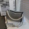 Bolsa de Travesseiro de Luxo com Cravação de Diamantes para Mulheres 2026 Moda de Nicho Elegante Bolsa de Ombro Estilo Coreano Versátil Casual Bolsa Feminina