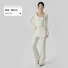 Conjunto de Yoga de Manga Larga con Sensación de Alta Gama y Almohadillas en el Pecho Adelgazante y Favorecedor para la Figura Conjunto de Pilates Espalda Descubierta Ropa de Fitness Conjunto para Mujer