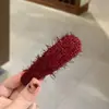 Novo Modelo 2026 Presilha de Cabelo de Pelúcia Vermelha para Mulheres, Presilha Lateral Festiva Versátil para Franja e Acessórios de Cabelo