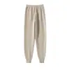 Calça de Cashmere Quente de Inverno 2025 Masculina Leggings Elásticas Engrossadas Cor Sólida Verde Malha de Lã Cintura Alta Meia-Idade