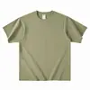 Camiseta de Algodón Pesado Manga Corta Color Café 400g para Hombre Algodón Puro Verano Color Sólido Holgada Cuello Redondo Camiseta Básica Manga Media