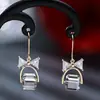 Brincos de Argola Estilo Coreano Flor com Laço e Inlay de Pedra Preciosa, Brincos Simples e Elegantes de Nicho, Exclusivamente para Vendas Transfronteiriças