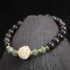 Pulsera de texto para jugar DIY de ajedrez de Bodhisattva y madera de incienso con accesorios de garra de gato de jade Hetian, cuentas de borde, pulsera de cuentas de rosario