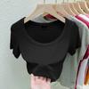 Camisa Camiseta de Mujer Top Camiseta Ropa Interior de Mujer Blanco Primavera Cuello Bajo Slim Slim Camisa Base Camiseta Base 2025