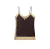 Roupas Femininas Transfronteiriças Novo Estilo de Inverno Top de Cetim de Seda com Renda Saia de Renda Conjunto Casual