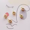 Pingente de amor com zircônia dourada Acessórios para joias DIY Pulseira de coração de pêssego feita à mão Pingente de colar e brincos F356