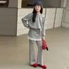 Conjunto de Sudadera para Niña de Primavera y Otoño, Top de Manga Larga a la Moda con Adorno de Encaje Dulce, Pantalones Acampanados, Atuendo Casual de Dos Piezas