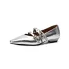 Versão em couro macio~Sandálias de bico fino com rebites em estilo vintage e salto plataforma de 2cm, elegantes e versáteis para o trabalho, sapatos pequenos da moda de bico fino