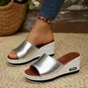 Sandalias de Verano Nuevo Estilo Moda Europea y Americana de Cuña Boca de Pez Casual Talla Grande para Mujer de Una Tira para Mujer