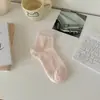 Meias brancas para meninas, meias curtas, verão, finas, de trama aberta, anti-odor, absorventes de suor, estilo miu, estilo ballet, calcanhar antiderrapante, na altura da panturrilha, meias de algodão