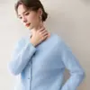 Novo Cardigã de Caxemira Escovada Outono e Inverno Feminino Estilo Elegante Abotoado Cardigã Quente Moda Versátil Casaco de Caxemira