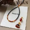 Collar de Borla Original de Año Nuevo Estilo Chino Retro Ágata y Lapislázuli, Cadena para Suéter Versátil de Lujo Ligero de Nicho de Alta Gama