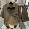 Conjunto Esportivo Casual para Homens Verão 2026 Novo Estiloso de Verão Camiseta de Manga Curta Roupa de Marca Tendência Tamanho Plus Size Conjunto Completo