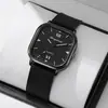 Relógio Masculino de Quartzo Quadrado Minimalista Fashion com Pulseira de Couro Casual Reloj Hombre