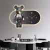 Decoração moderna tendência de desenho animado boneca parede de fundo de restaurante pintura pintura de urso violento hora pintura mural com luz LED