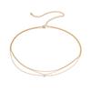 Joyería Transfronteriza Europea y Americana Cinturón de Cadena Metálica para Mujer Cadena Corporal de Doble Capa Sencilla Casual Diamantes de Imitación Amor Cadena para Cintura