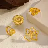 Anillo de Acero Inoxidable de Verano, Nuevo Estilo, Moda, Lujo Ligero, Irregular, Océano, Concha, Estrella de Mar, Abierto, Anillo de Alta Gama para Mujeres