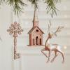 Pingente de casa de alce com glitter de Natal, decorações de Natal, decoração de árvore de Natal, suprimentos de atmosfera, enfeites por atacado