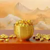 Lingote de Latón Sólido Imitación Oro, un Cubo de Oro, Cuenco del Tesoro, Copa de las Cien Bendiciones, Regalo de Decoración para el Hogar, Cubo Lleno Cuenco Lleno