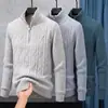 Suéter nuevo de talla grande para hombre transfronterizo 2026 invierno suéter de punto pullover de media cremallera para hombre europeo y americano