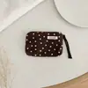 Monedero de lunares estilo coreano Ins, Bolsa pequeña portátil con cordón, Bolsa de almacenamiento multifuncional, Bolso de mano exquisito de alto valor para mujer