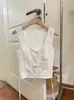 Camisola de Encaje Retro Frances Blanca Pura Lujosa Ajustado Sexy Versátil Top Corto + Traje de Falda