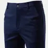 Calças Ocidentais Masculinas Stretch Forradas com Lã de Inverno Espessadas Calças de Vestuário Tubo Reto Dosagem Leve Calças de Negócios Calças Casuais da Moda para Homens