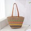 Bolso de Paja Francés Rayado Colorido de un Hombro 2025 Nuevo Bolso Tejido de Gran Capacidad Bolso de Playa Estilo Resort Costero para Mujer