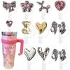 Tapa Metálica Galvanizada para Popote Serie Diamante Rosa Tapón de Polvo Diámetro 10mm Hebilla Decorativa Creativa para Vaso de Agua Tapa de Silicona
