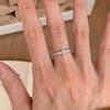 Anel de Diamante Olho de Cavalo Estilo Francês Luxo Leve Meia Idade Fio Puxado Anel de Moda Ins Feminino Personalizado Versátil Dedo Indicador Prata Atacado
