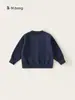 Ropa para niños Bangxuan: ropa de otoño para bebé, cárdigan azul marino con cachorros para niños, top de cuello redondo para niño pequeño, suéter suelto y suave para niñas