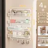 Estante de almacenamiento con ganchos para colgar en la puerta para uso doméstico, cesta colgante multicapa para puerta, no requiere taladro, estante de almacenamiento multifuncional para bolsas montado en la pared