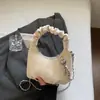 Bolsa de Ombro Cruzada Niche Coreana Nuvem para Mulheres Versátil para o Dia a Dia Bolsa de Ombro com Corrente Bolsa de Mão Simples Casual Pequena Bolsa Tote