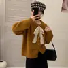 Suave chaqueta de punto con cordones, cuello redondo y botones de corazón, estilo coreano, nueva para otoño e invierno 2026, de manga larga, para mujer