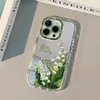 Funda de teléfono con pintura al óleo de hoja verde y lirio del valle, adecuada para Apple 17PROMAX, iPhone 16, niche 14, doble capa 13, funda rígida 12