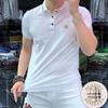 Polo de manga corta europeo de moda para hombre, de seda de hielo, de algodón, con solapa, de media manga, para hombre, ropa informal de verano a juego.