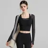 Venta al por mayor de ropa de yoga transfronteriza: Blusas de manga larga para mujer para primavera, verano y otoño, diseñadas para estilizar y adecuadas para Pilates y fitness, disponibles para envío directo