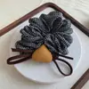 Scrunchie de cabelo preto com bolinhas e laço em formato de coração, estilo coreano, acessório de cabelo elegante para rabos de cavalo baixos, lindo elástico de cabelo
