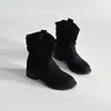 Botas vaqueras retro de punta redonda, moda europea y americana para mujer, nuevas botas de moda versátiles de media pantorrilla, otoño e invierno 2026