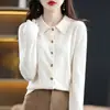 Camisa de malha gola alta outono/inverno para e-commerce transfronteiriço, suéter feminino de manga longa com modelagem solta, cardigã com abertura frontal, peça externa