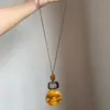 Collar Colgante Geométrico Vintage de Ámbar de Imitación Lujo Ligero Gama Alta Artesanía Pesada Estilo Étnico Cadena Larga para Suéter para Mujer