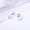 Arete de botón con forma de corazón lindo estilo coreano con cierre de rosca sin hebilla, simple, con personalidad, combinable, plata fina 999